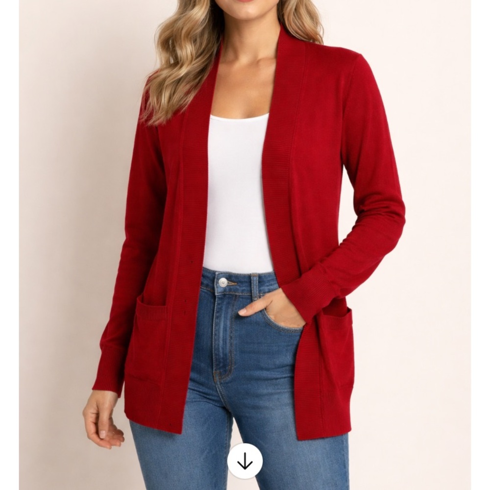 Women's Red Cardigan Sweater